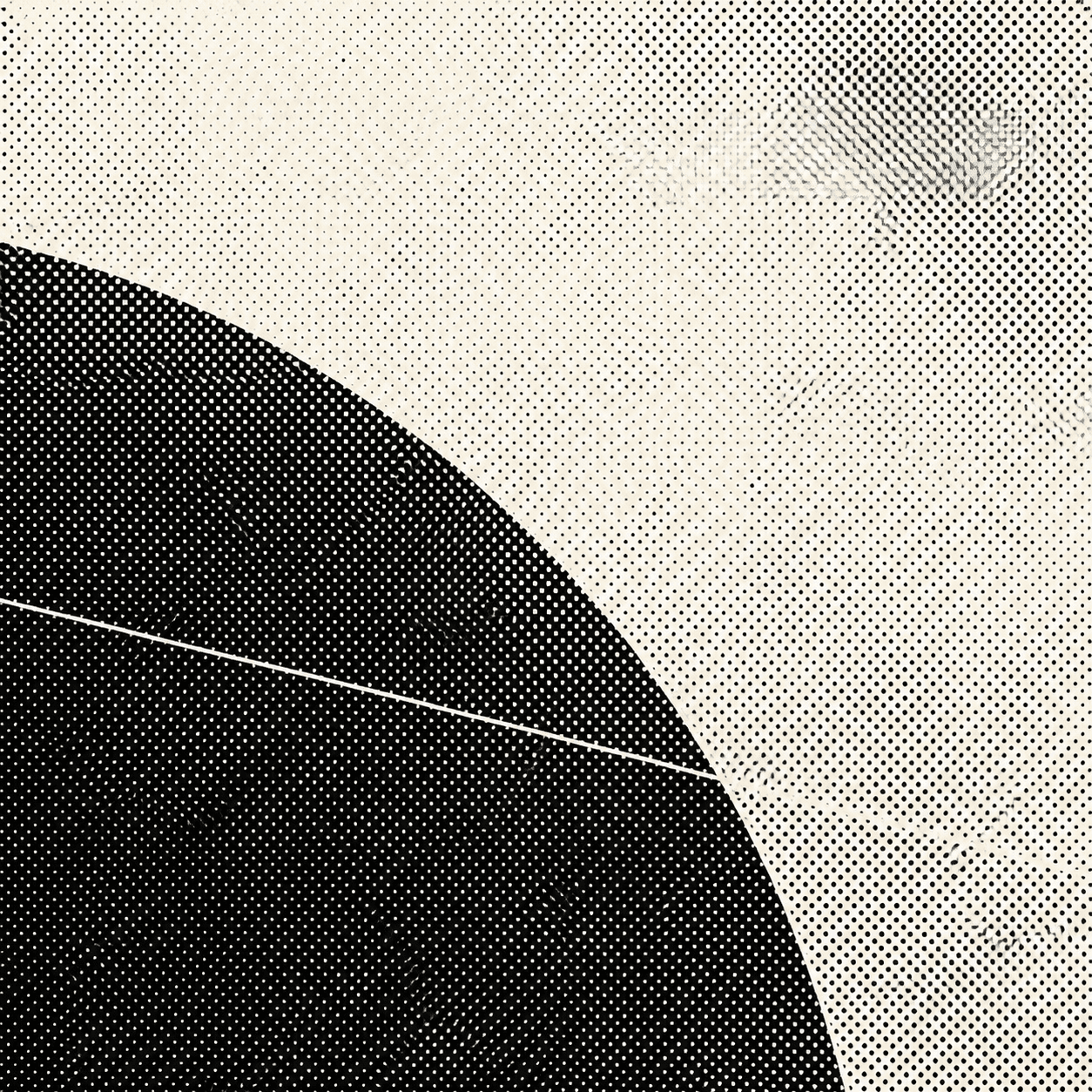 Abstract black and ivory halftone composition